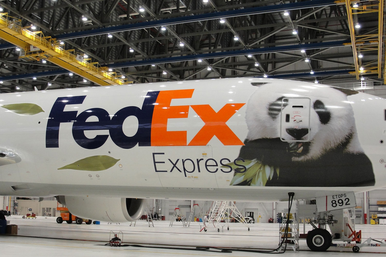 The specially marked Boeing 777 used to deliver two pandas from China to Toronto.